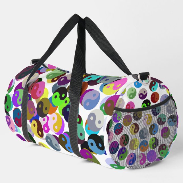 Ying Yang Circles Colourful Pattern Duffle Bag (Right Corner)