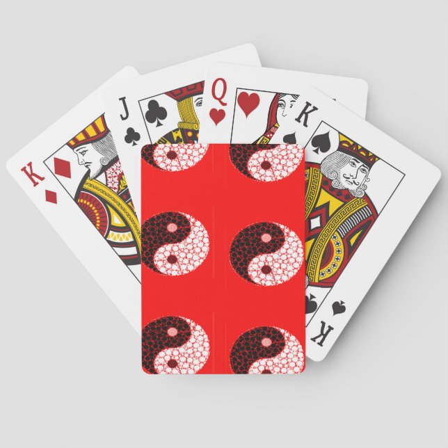 Ying yang circles on red playing cards (Back)