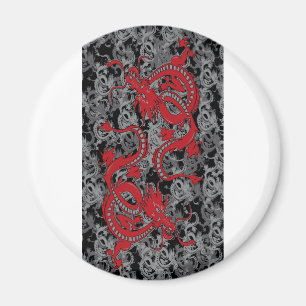 Ying Yang Dragon oin Red - Chinese New Year Magnet