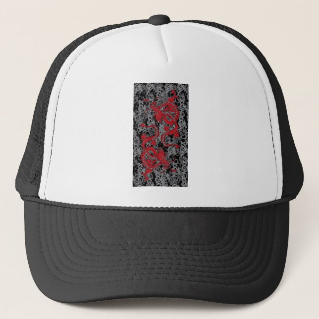 Ying Yang Dragon oin Red - Chinese New Year Trucker Hat (Front)