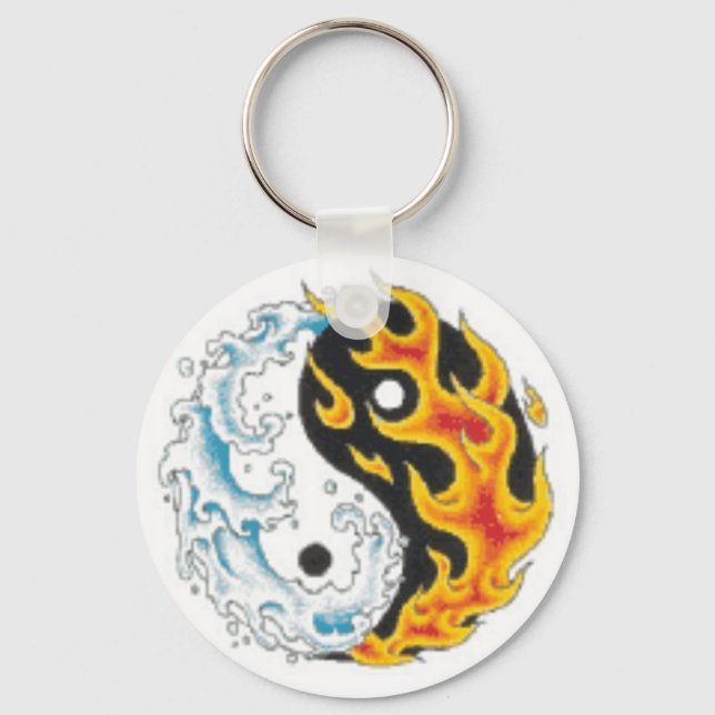 ying yang flame water keychain (Front)