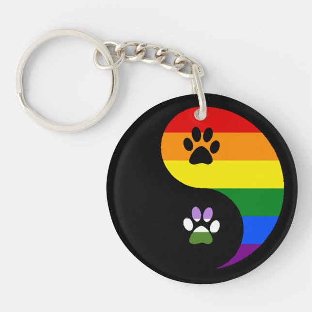 Ying Yang Genderqueer Acrylic Keychain (Front)