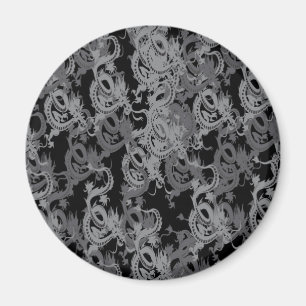 Ying Yang Grey Dragons Magnet