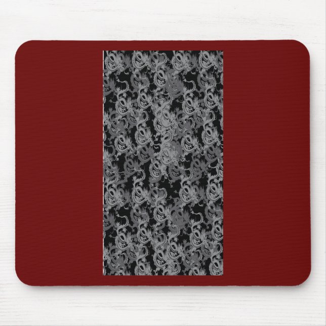 Ying Yang Grey Dragons Mouse Pad (Front)