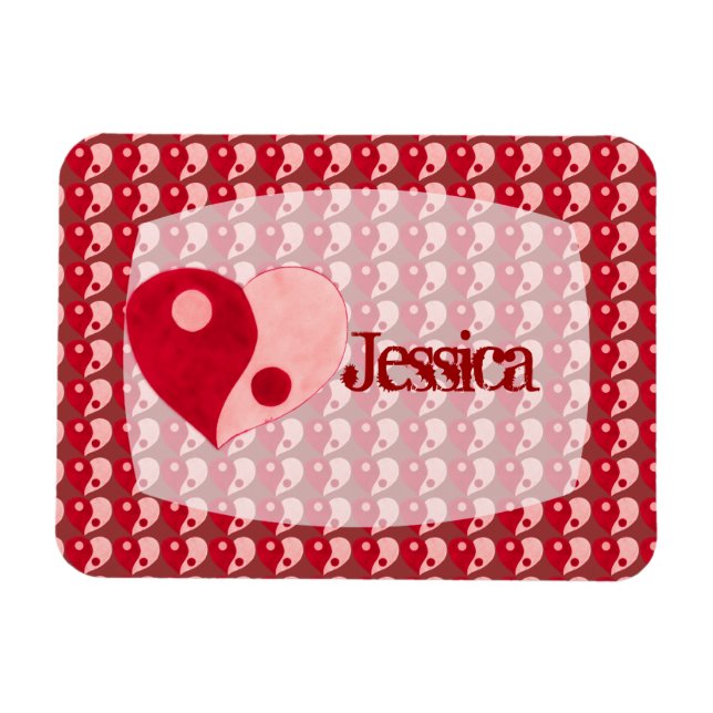 Ying Yang Heart (Red/Pink) Magnet (Horizontal)