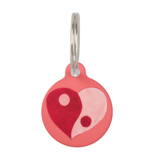 Ying Yang Heart (Red/Pink) Pet Tag