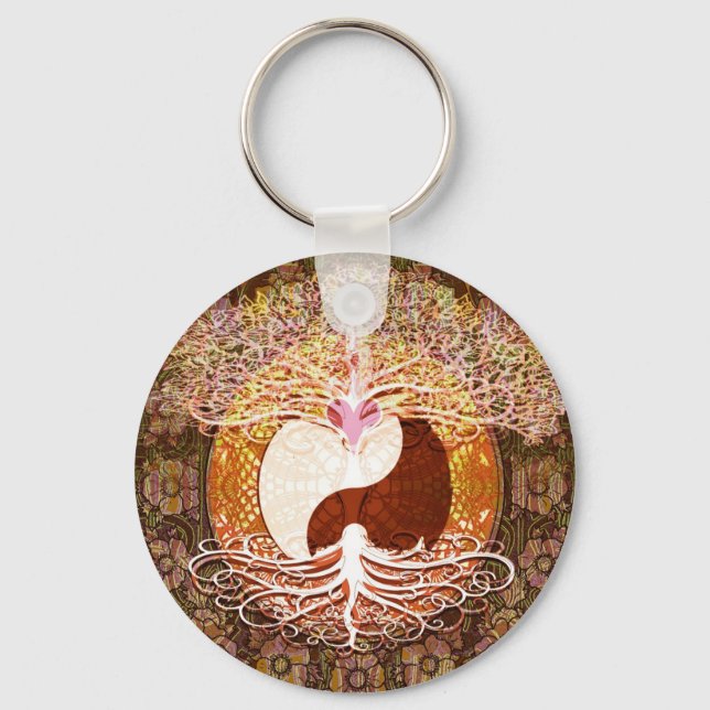 Ying Yang Heart Tree of Life Key Ring (Front)
