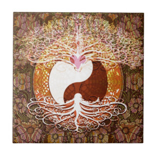 Ying Yang Heart Tree of Life Tile