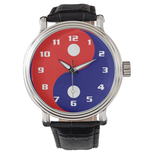 Ying Yang in Vibrant Red White and Blue Colours Watch (Front)