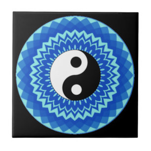 Ying yang mandala design ( yin and yang symbol)  ceramic tile