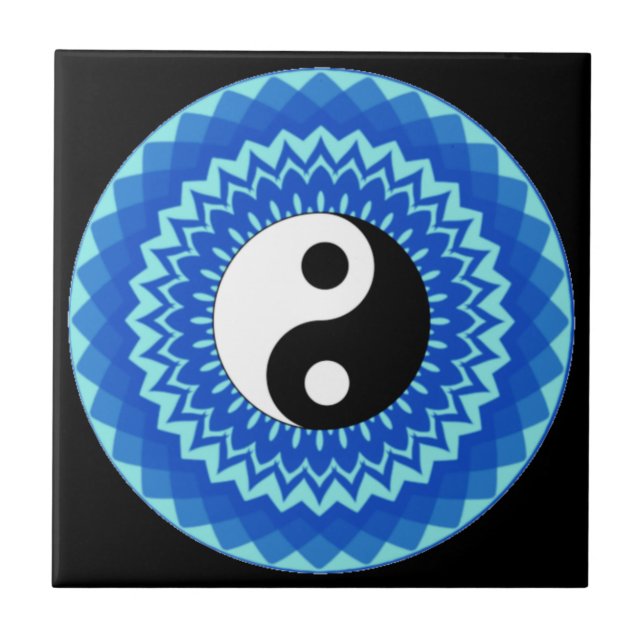 Ying yang mandala design ( yin and yang symbol)  ceramic tile (Front)
