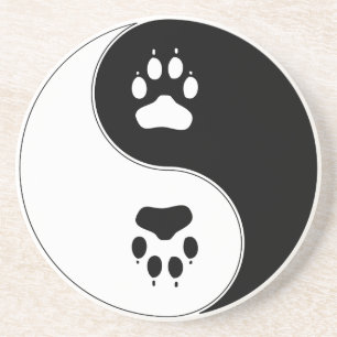 Ying Yang Paw Print Coaster