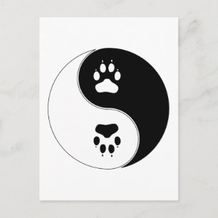 Ying Yang Paw Print Postcard