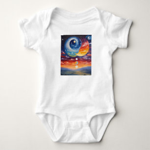 Ying yang stars baby bodysuit