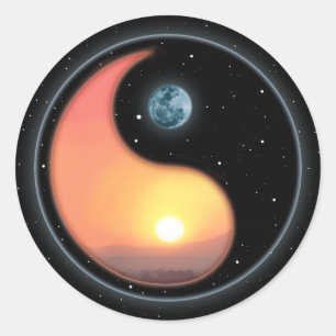 Ying Yang Sunset Classic Round Sticker