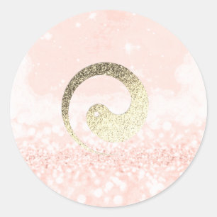 Ying Yang Symbol Balance Blus Gold Pace Spiritual Classic Round Sticker