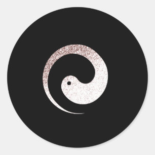 Ying Yang Symbol Balance Rose Black Pace Spiritual Classic Round Sticker