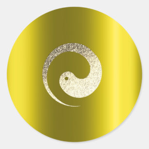Ying Yang Symbol Balance YellowGold Pace Spiritual Classic Round Sticker