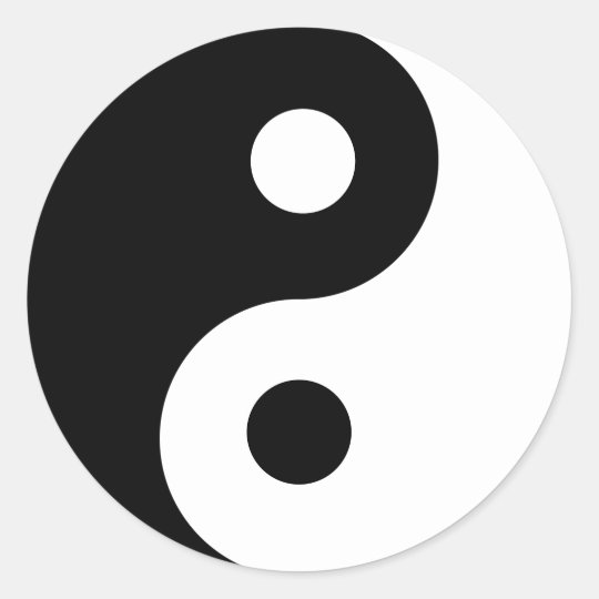 Ying Yang Symbol Black and White Design Classic Round Sticker | Zazzle ...