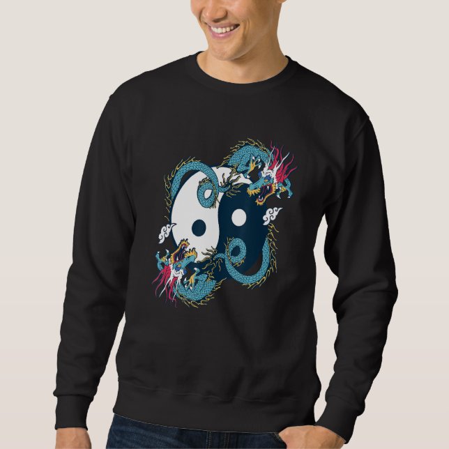 Ying Yang  Tai Chi Dragon Design for Meditation  T Sweatshirt (Front)
