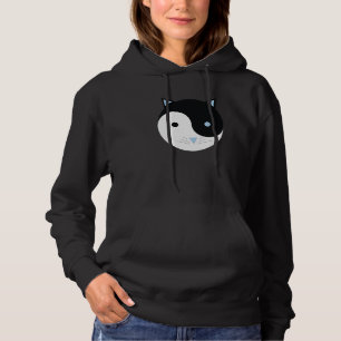 YinYang Kitty in blue Cute Meditation Yoga Design Hoodie