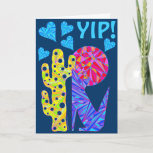 YIP! Colorful Coyote Wolf Art Be My Valentine Card