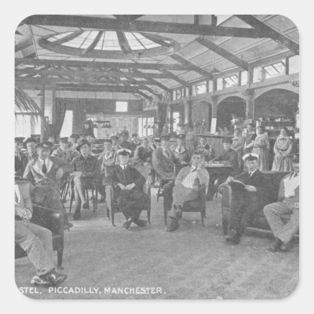 YMCA Hostel, Piccadilly, Manchester, c.1910 Square Sticker (Front)