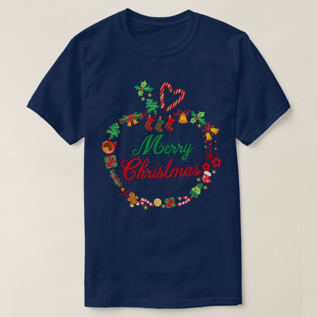 YN6B Merry Xmas Christmas Teacher Santa Claus Paja T-Shirt (Design Front)