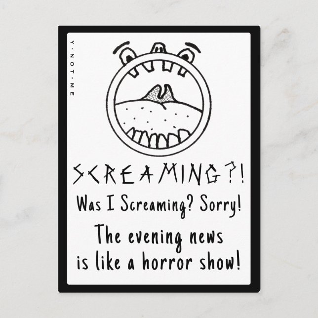 YNOTME SCREAMING HEAD NEWS POSTCARD (Front)
