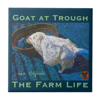 YNOTME VAN GOGHISH GOAT AT TROUGH2 CERAMIC TILE