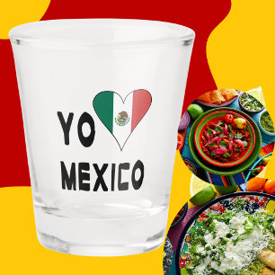 Yo Amo Mexico Flag Heart Shot Glass