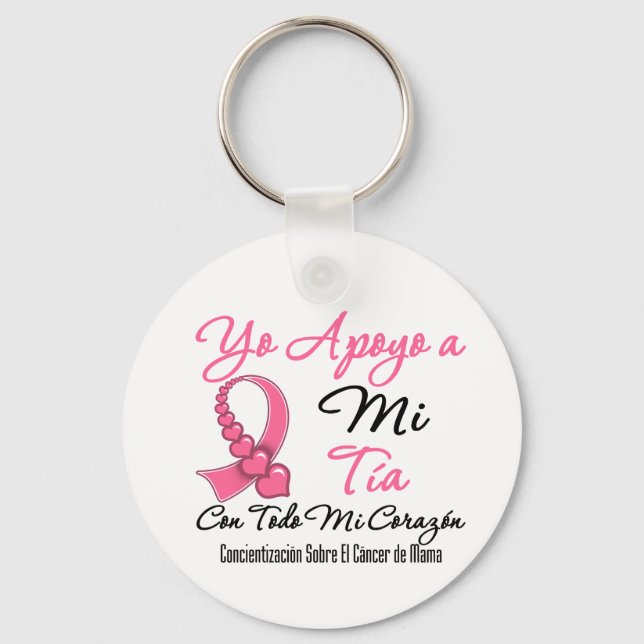 Yo Apoyo a Mi  Tía - Cáncer de Mama Key Ring (Front)