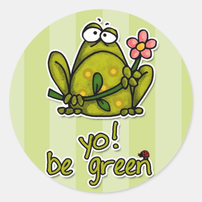 yo! be green classic round sticker (Front)