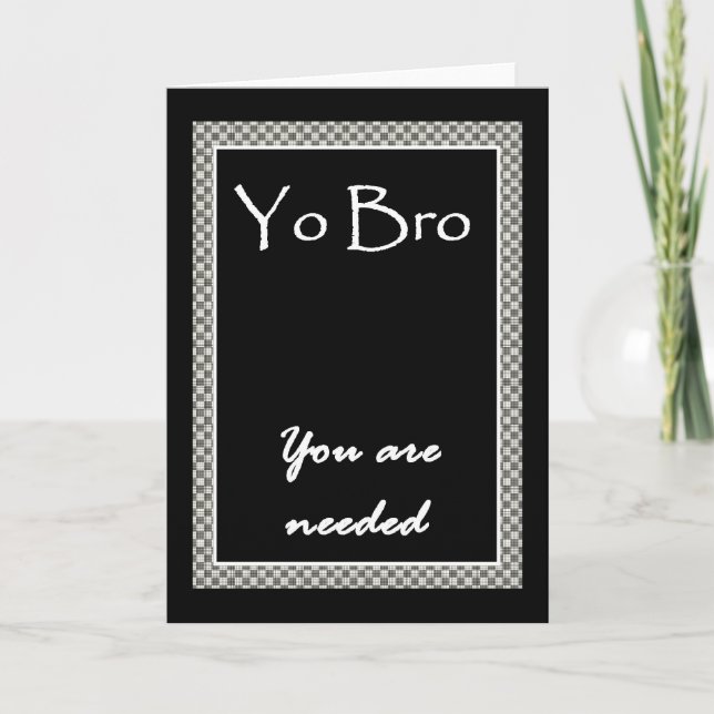 YO BRO Invitation  with Chequerboard Border (Front)