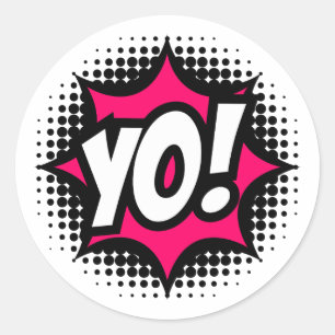 YO! Comic Book Style Classic Round Sticker