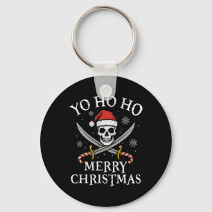Yo Ho Ho Merry Christmas Holiday Pirate Santa Hat Key Ring