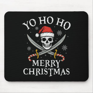 Yo Ho Ho Merry Christmas Holiday Pirate Santa Hat Mouse Pad