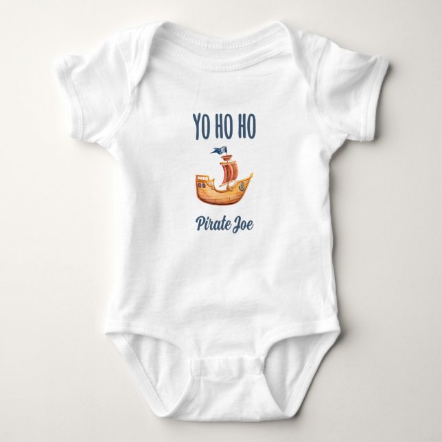 Yo Ho Ho Personalised Pirate Ship Baby Bodysuit (Front)