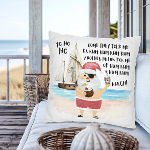 Yo Ho Ho Pirate Santa Rum Christmas  Cushion
