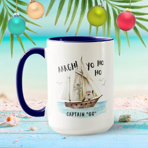 Yo Ho Ho Pirate Santa Ship Captain Christmas  Mug