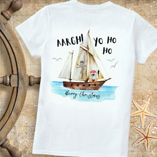 Yo Ho Ho Pirate Santa Ship Merry Christmas T-Shirt