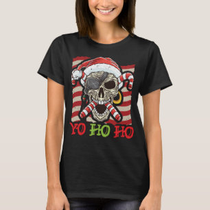 Yo Ho Ho Pirate Skull And Crossbones Santa Claus C T-Shirt