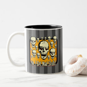 Yo I Got Mad Skulls Frame Gfx Grey Stripes Two-Tone Coffee Mug