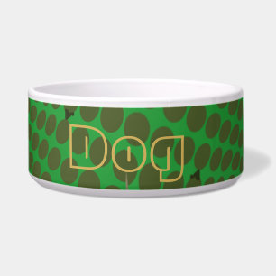 YO LUSH logo fan green Pet Name Bowl