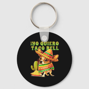 Yo Quiero Taco Chihuahua Dog Vintage Funny Bell Key Ring
