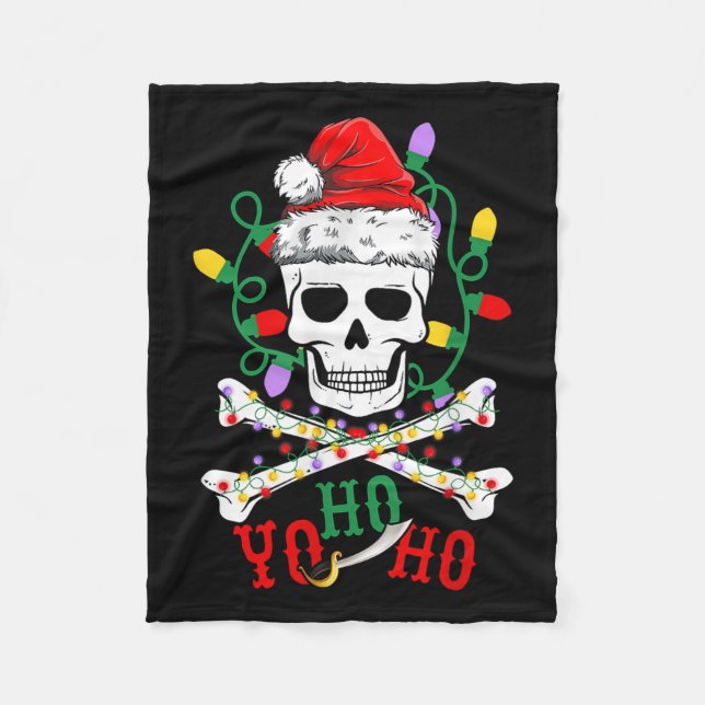 Yo S Ho Rate Boat Cruise Xmas Skull Crossbones Chr Fleece Blanket (Front)