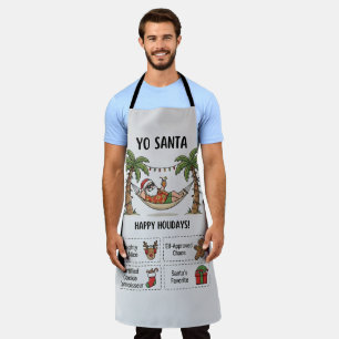 Yo Santa Funny Summer Christmas Tropical Holiday Apron