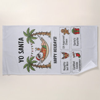 Yo Santa Funny Summer Christmas Tropical Holiday Beach Towel
