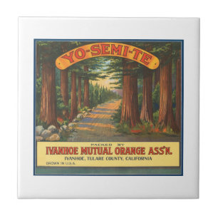 YO-SEMI-TE Vintage Fruit Crate Label Ceramic Tile