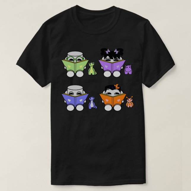 Yo Siblings OBABYBOT Toy Robot Reading T-Shirt (Design Front)